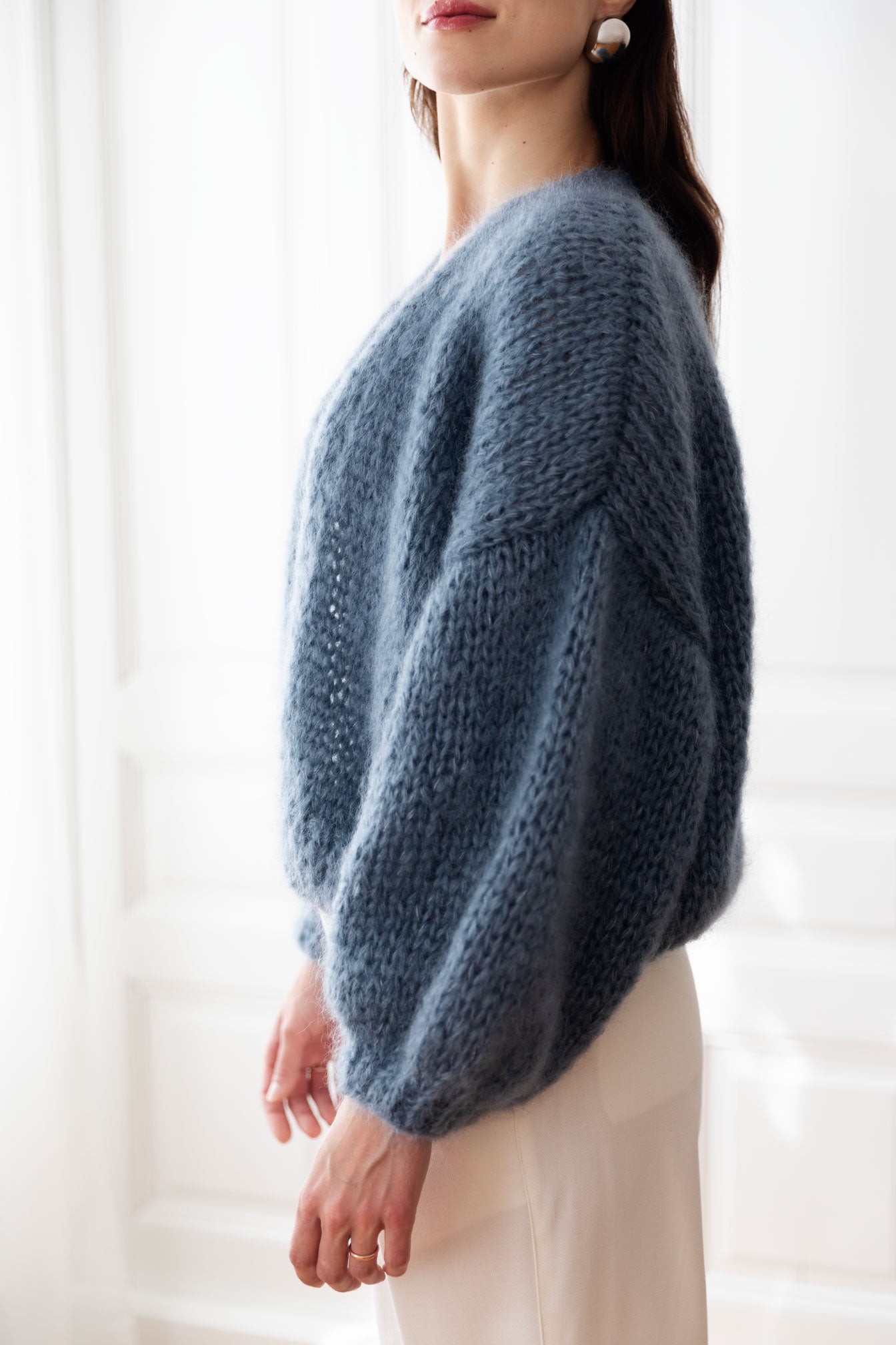 Blue Mohair Bomber Cardigan