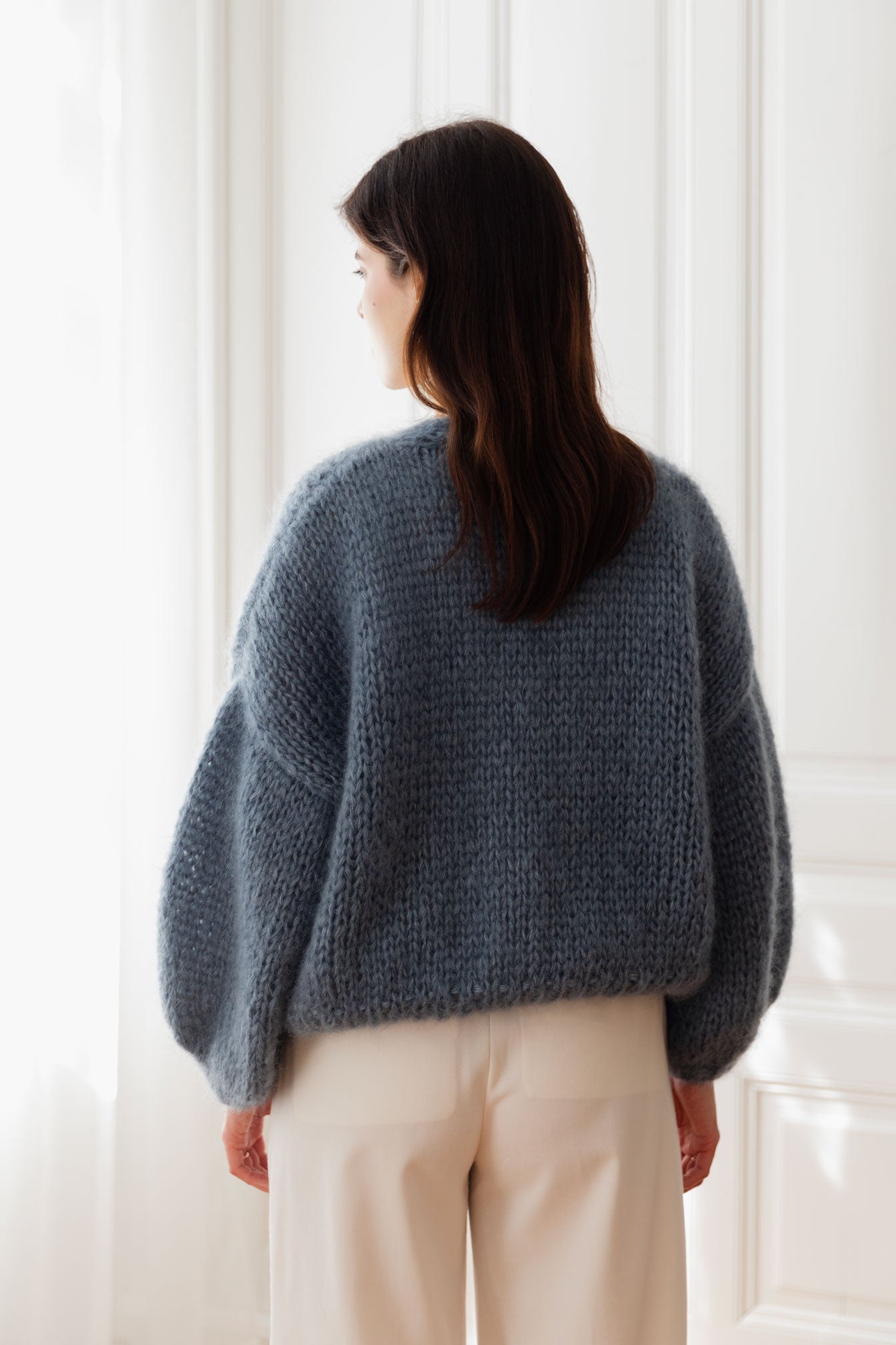 Blue Mohair Bomber Cardigan