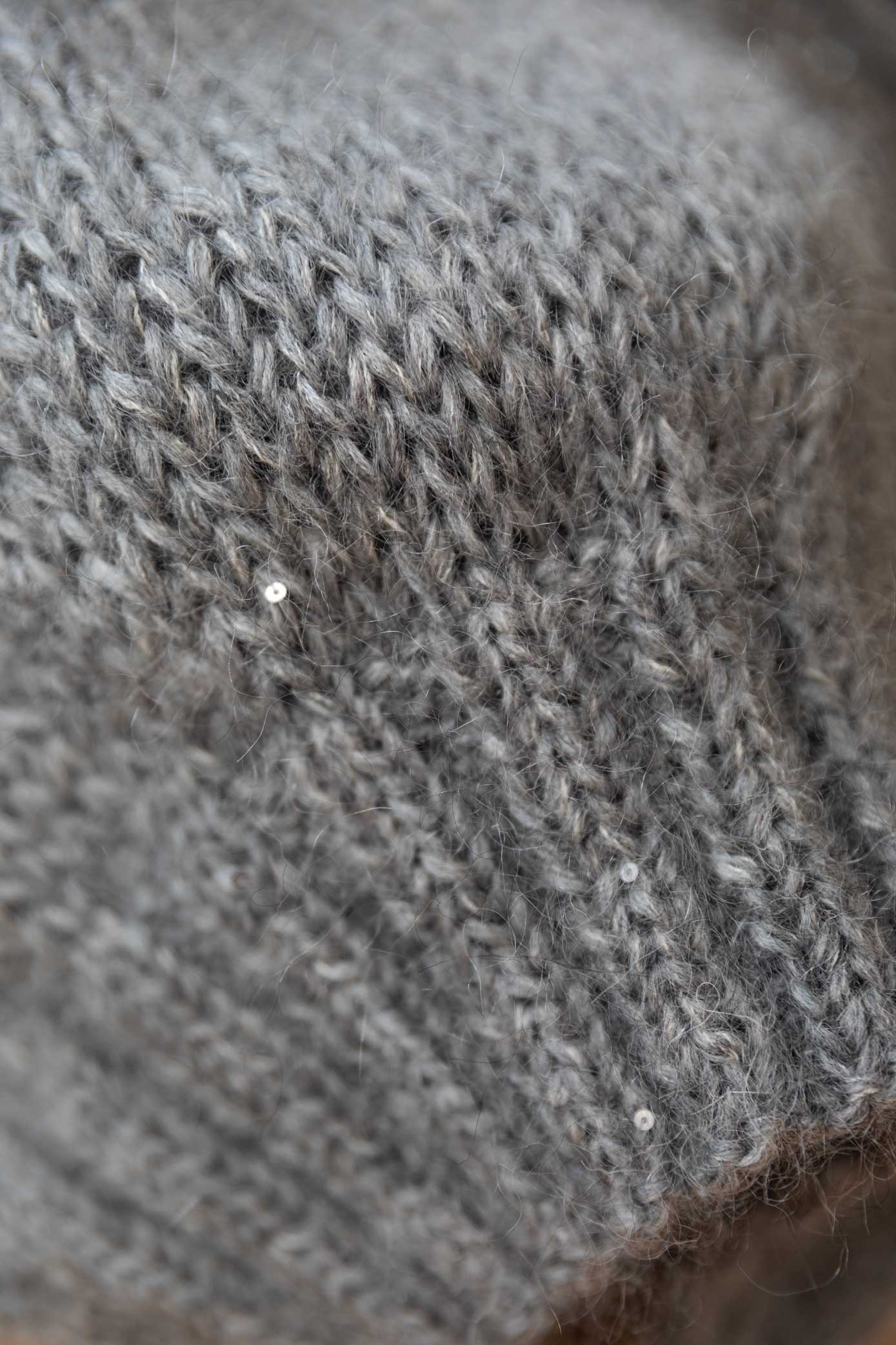 Grey Mohair Sweater With Sequins