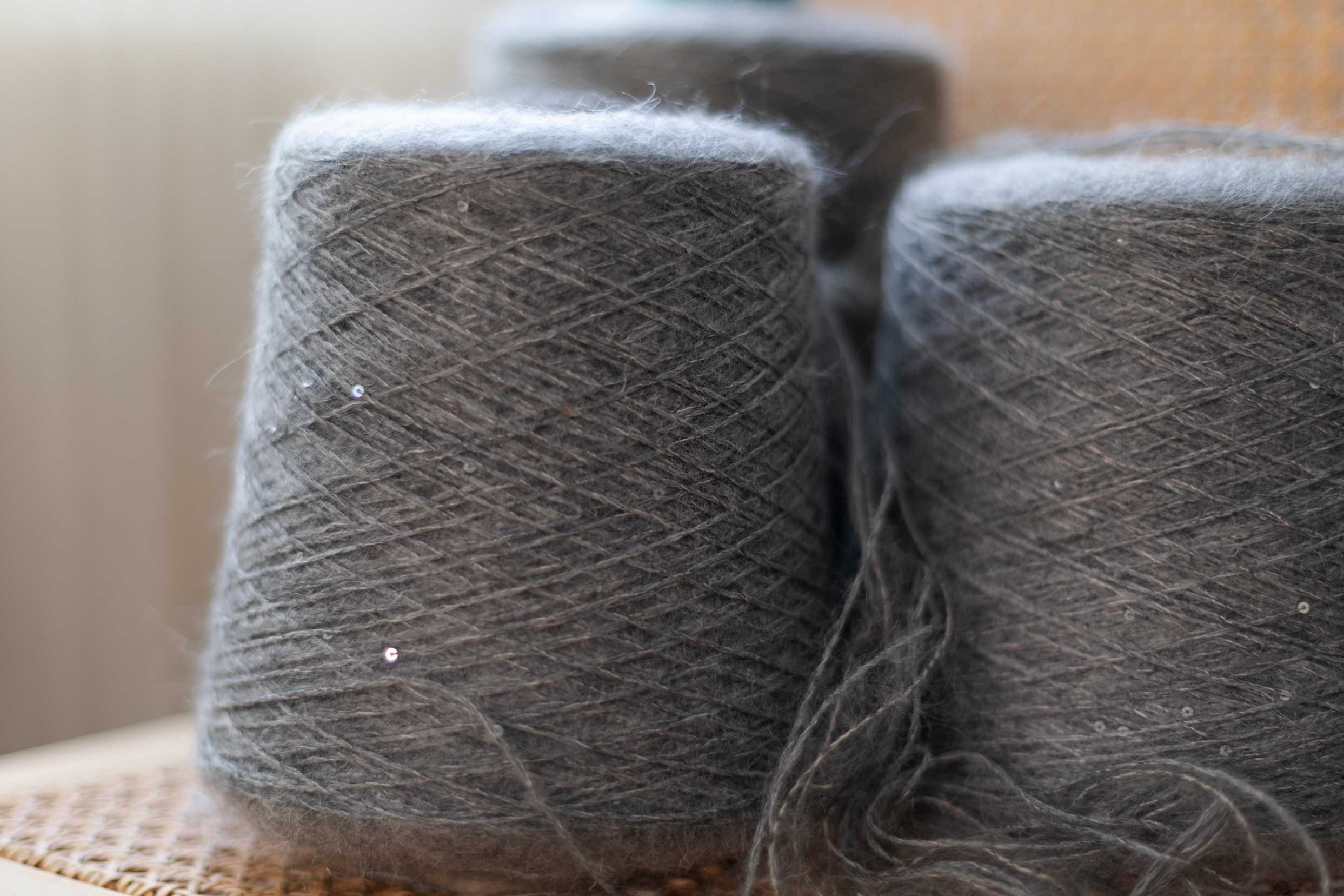 Merino-Mohair blend yarn with sequins