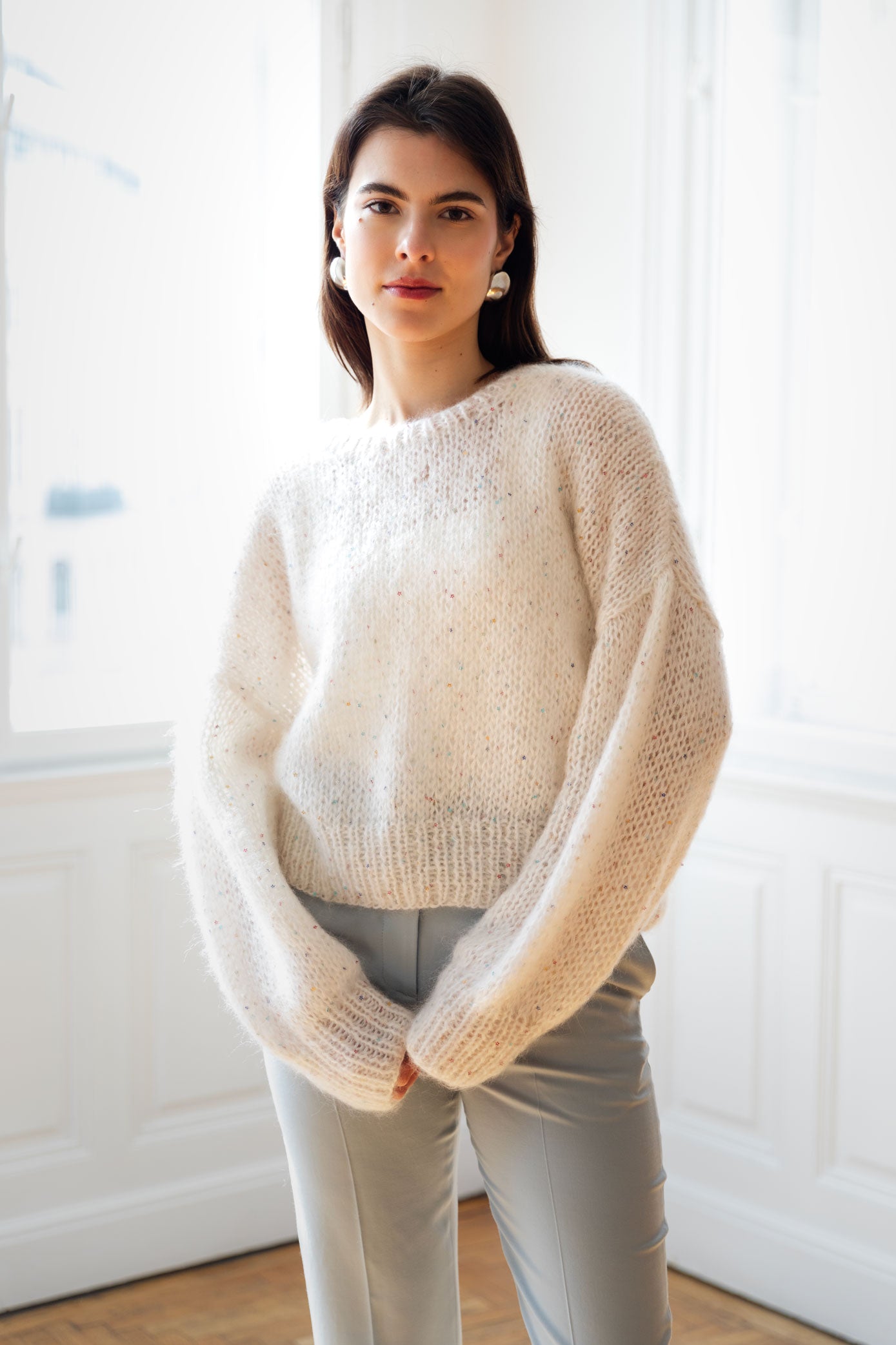 Sequins mohair sweater - white