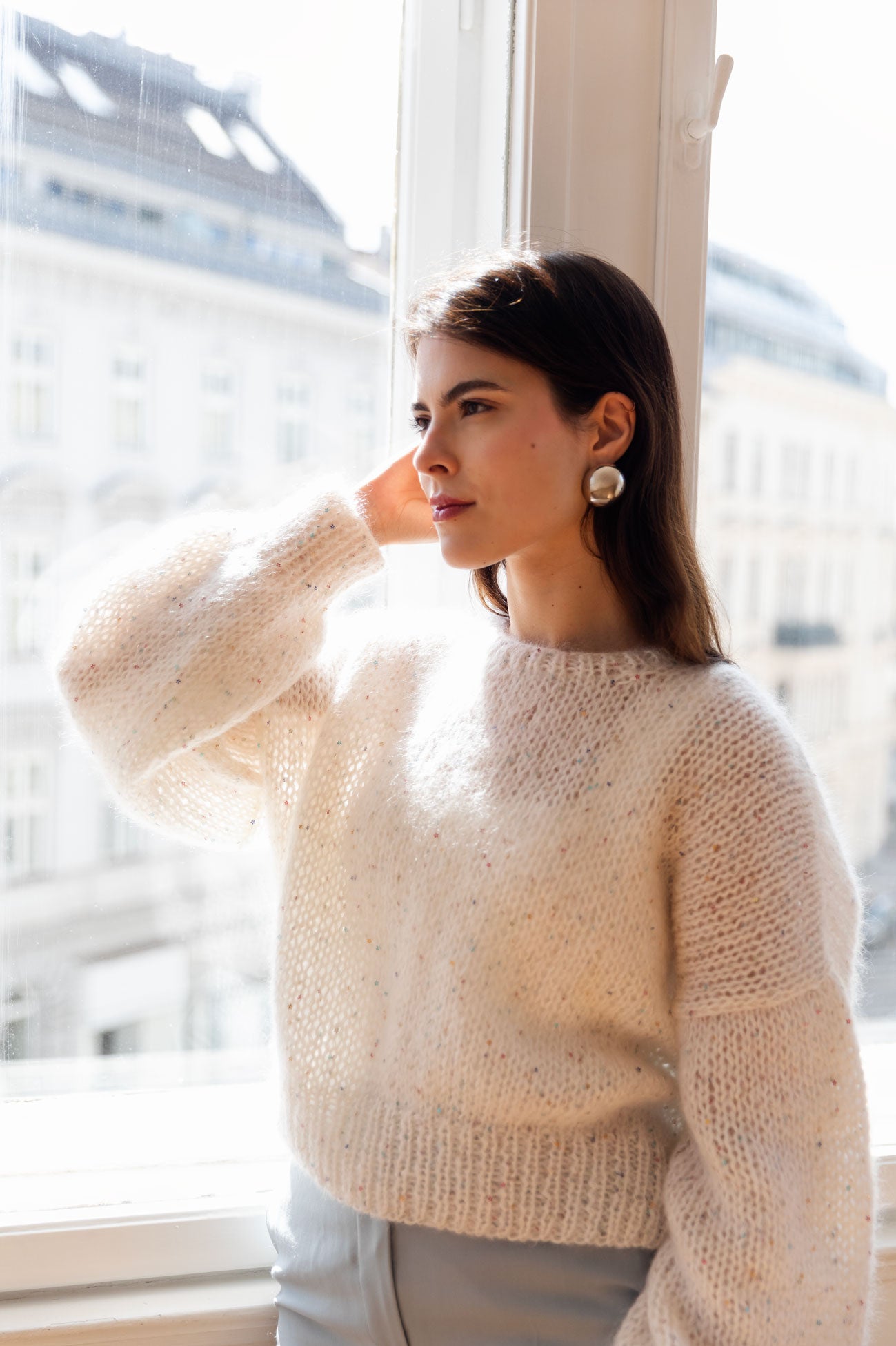 Sequins mohair sweater - white