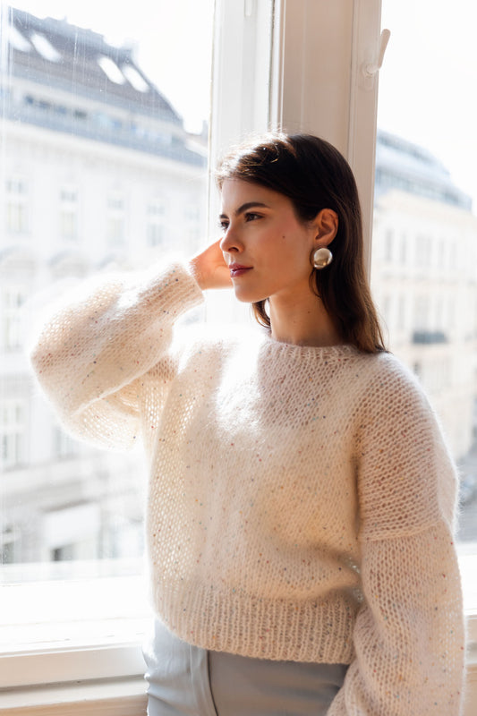 Sequins mohair sweater - white