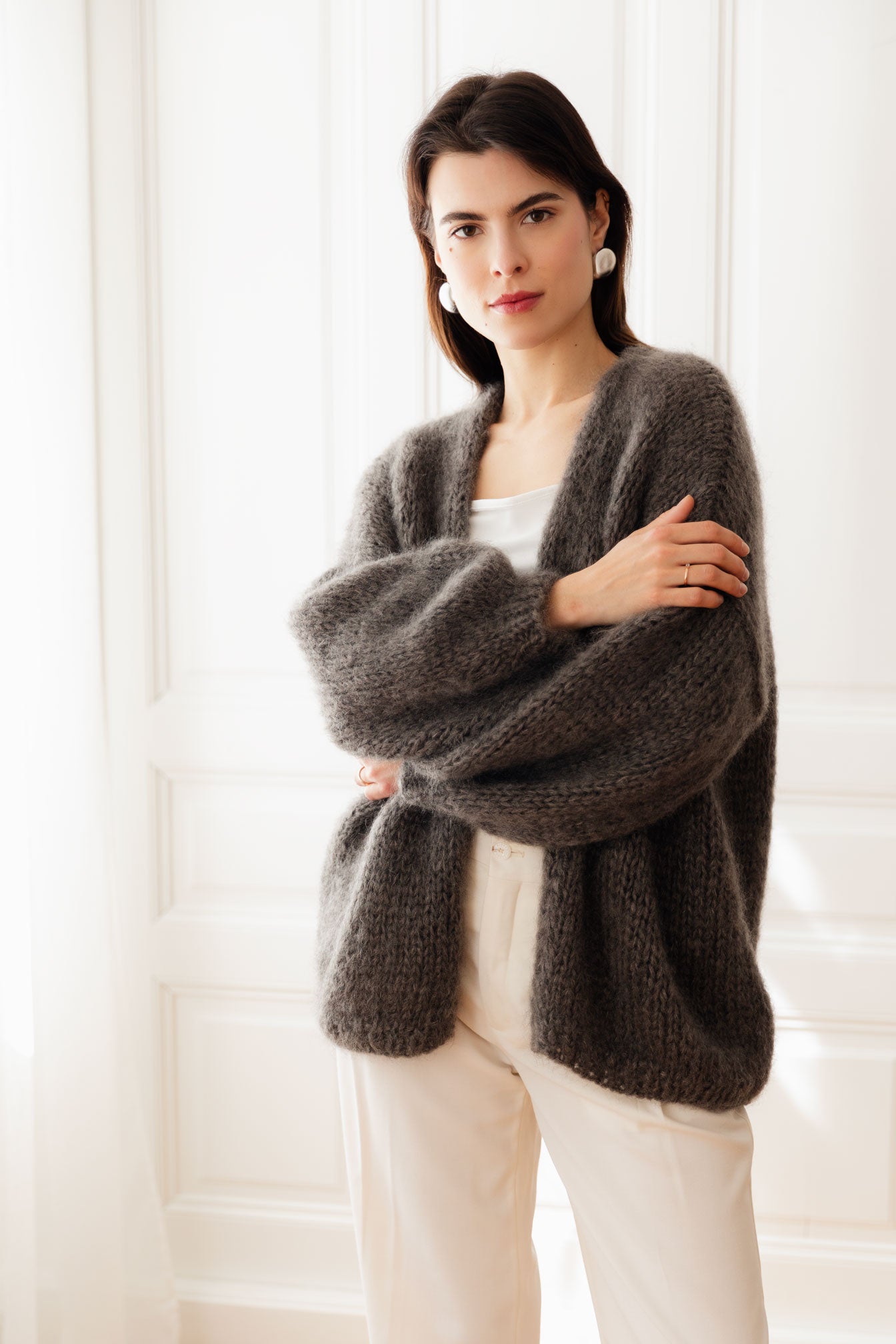Brown Mohair Cardigan - Medium Long