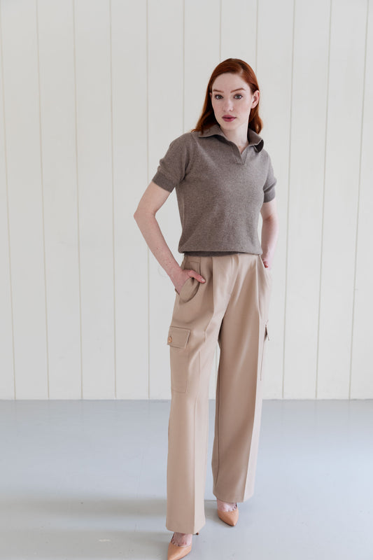 Cashmere Polo Shirt - Taupe