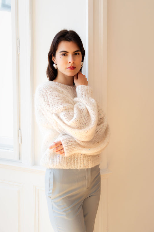 Sequins mohair sweater - white