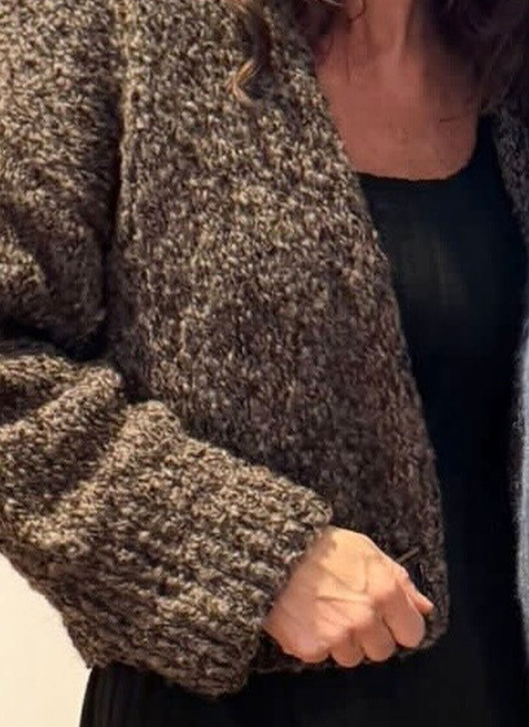 Alpaca Bouclé Cardigan in Brown