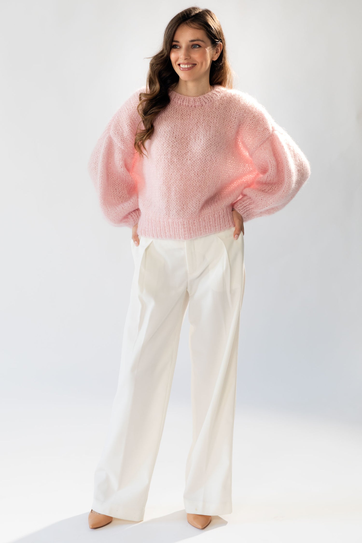 Pink Mohair-Silk Sweater handmade from premium Italian yarn