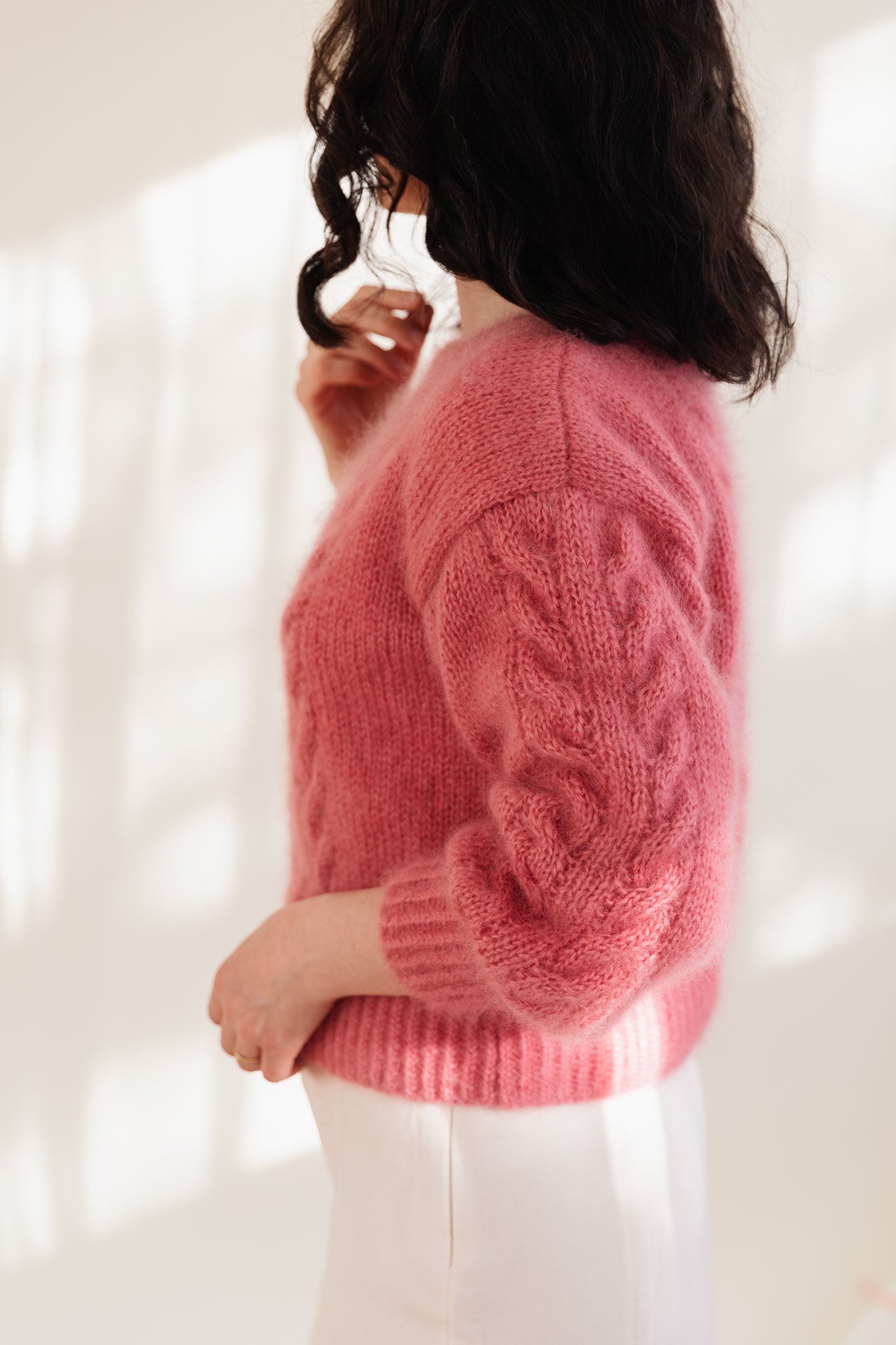 Brushed mohair sweater - pink – onika-knitwear